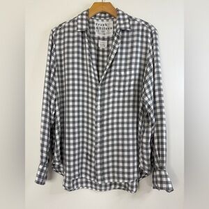 Frank and Eileen, Eileen, gray and white gingham button down soft shirt S